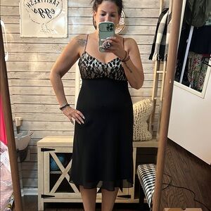 Liz Claiborne Chic Black and Cream Lace Evening Dress